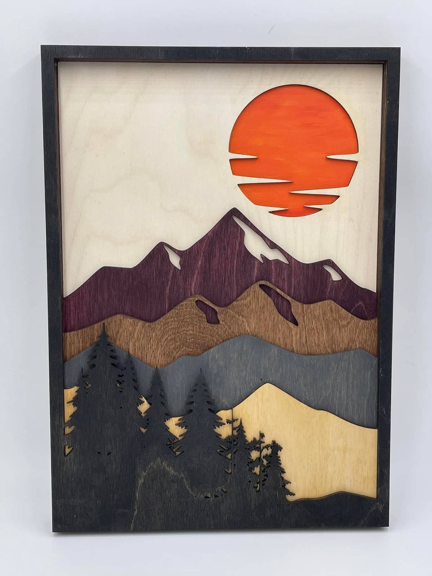 Wooden Mountain Wall Art, 7 Layer