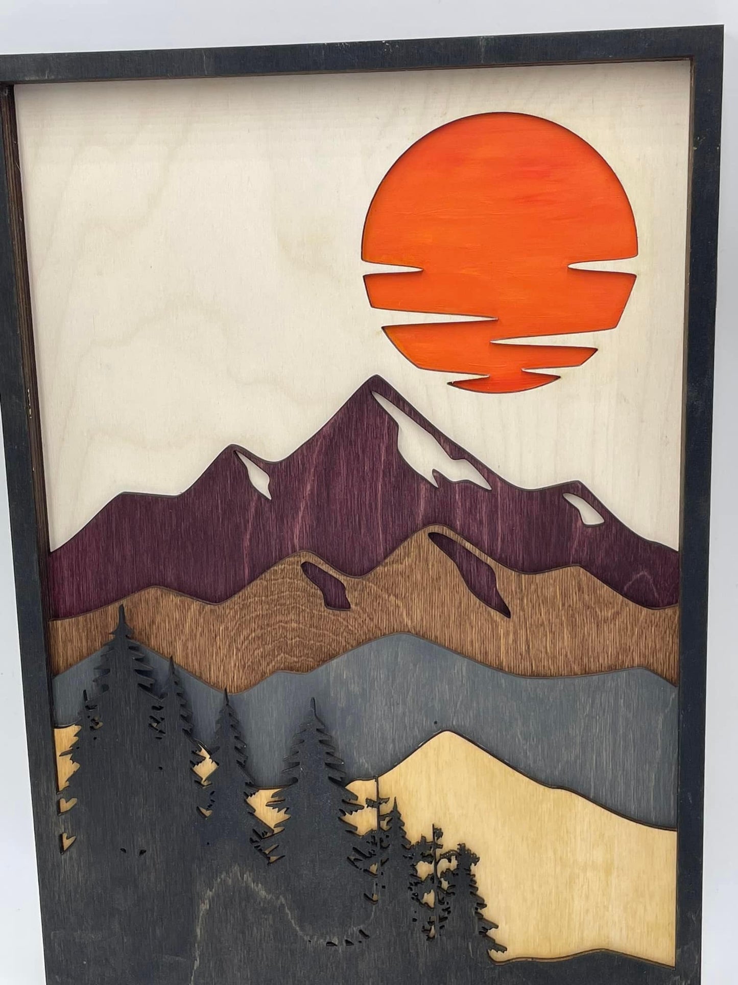 Wooden Mountain Wall Art, 7 Layer