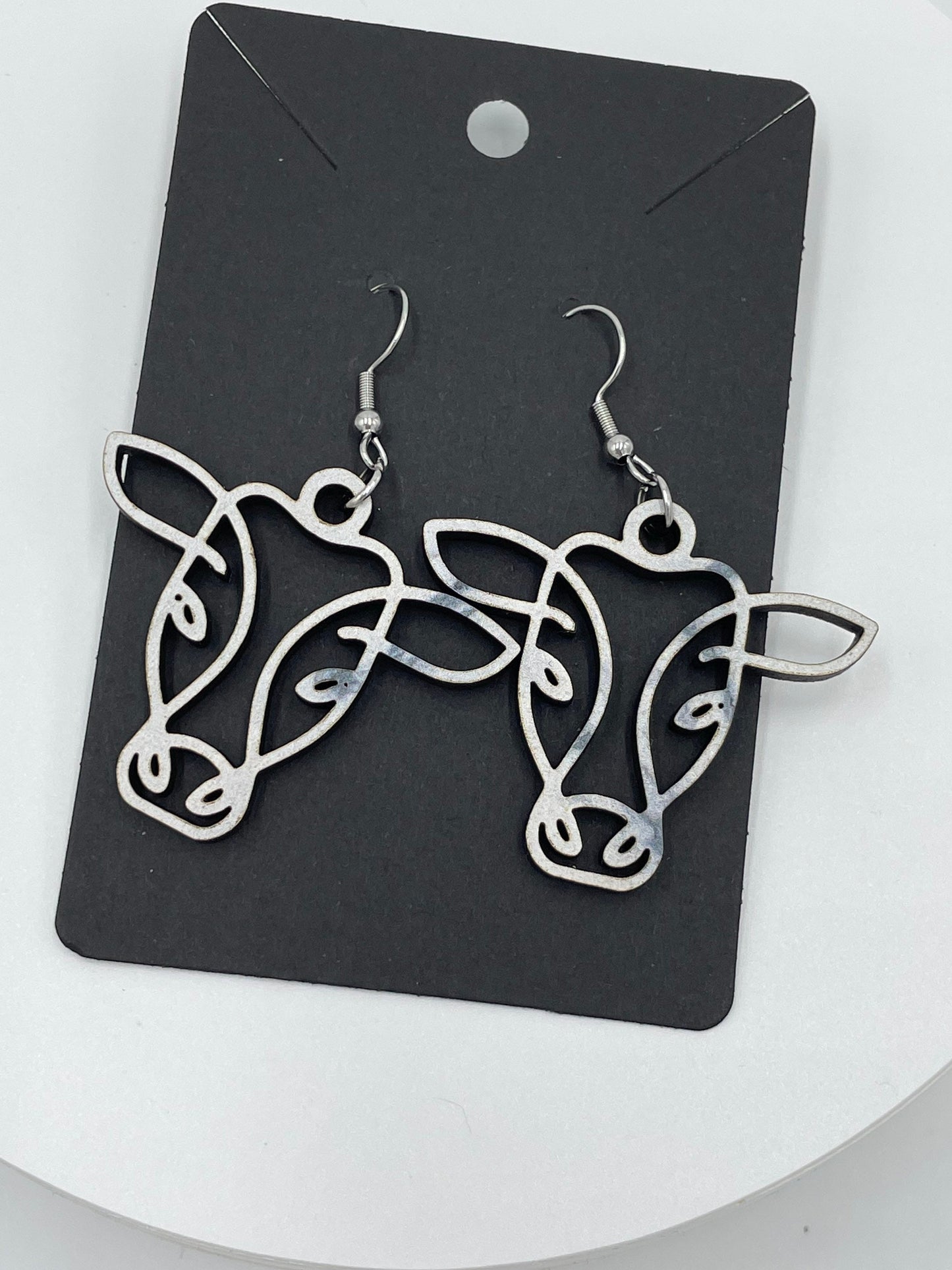 Cow Earrings, Black and White, Hypoallergenic Stainless Steel