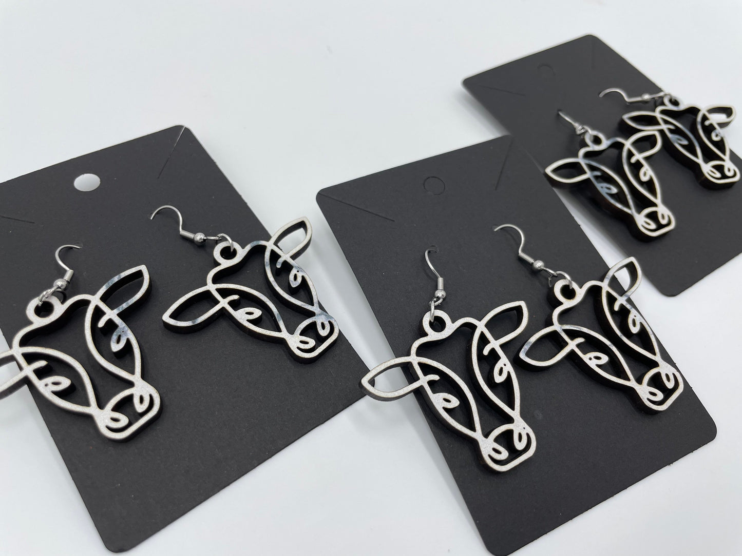 Cow Earrings, Black and White, Hypoallergenic Stainless Steel