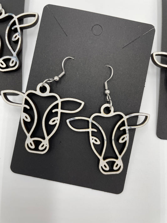 Cow Earrings, Black and White, Hypoallergenic Stainless Steel