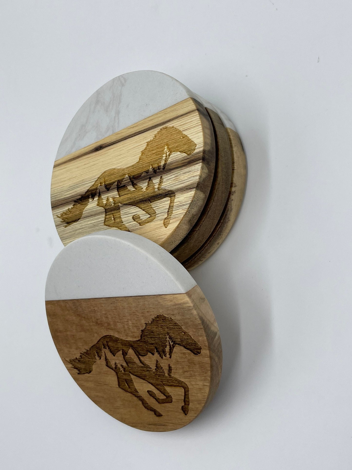 Engraved Horse Coasters, Set of 4