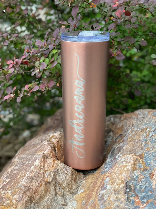 Custom Engraved Stainless Steel Tumbler, 20oz Skinny Tumbler