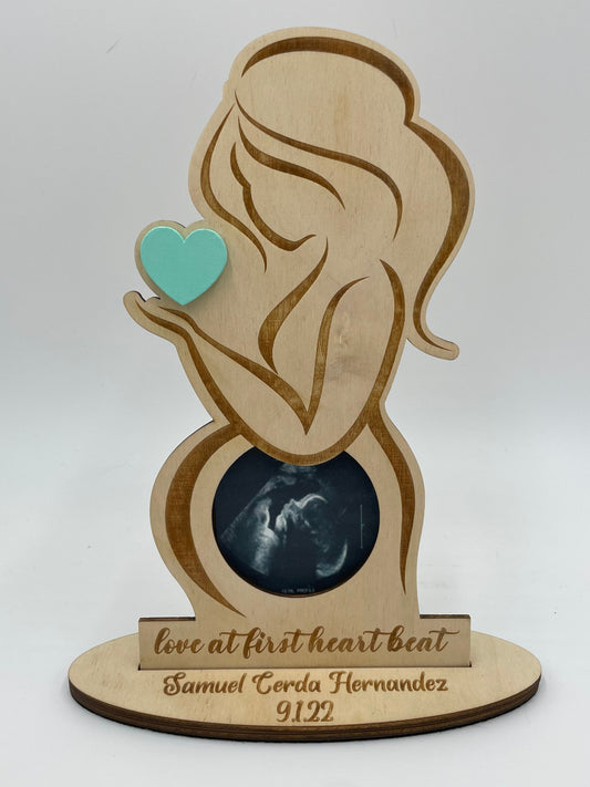 Sonogram Picture Frame, Wood with Felt Bottom, Personalzied with dates and Name