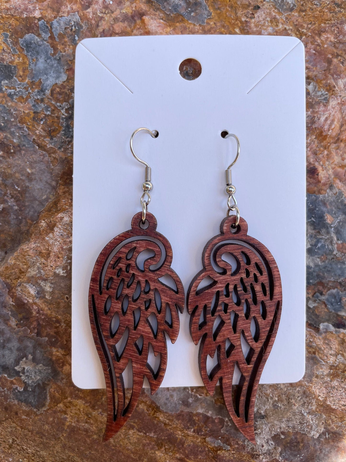 Angel Wings Earrings, Wooden Bird Earrings, Hypoallergenic