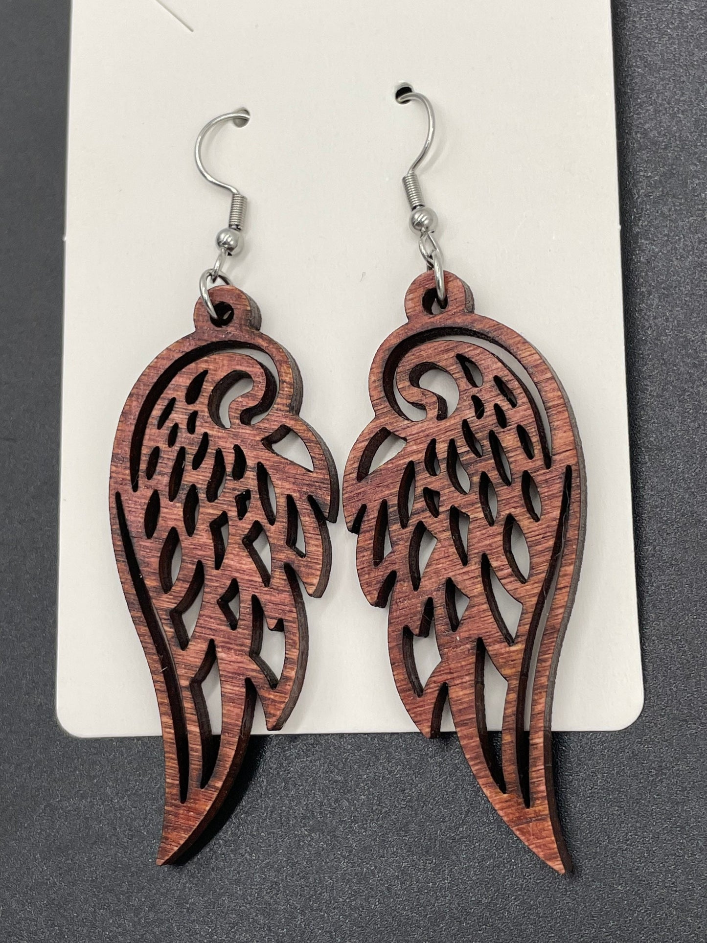 Angel Wings Earrings, Wooden Bird Earrings, Hypoallergenic