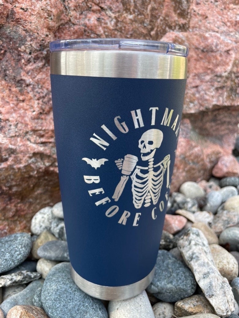 Nightmare Before Coffee Tumbler, Personalization Optional, 20oz Stainless Steel Tumbler, Custom Engraved