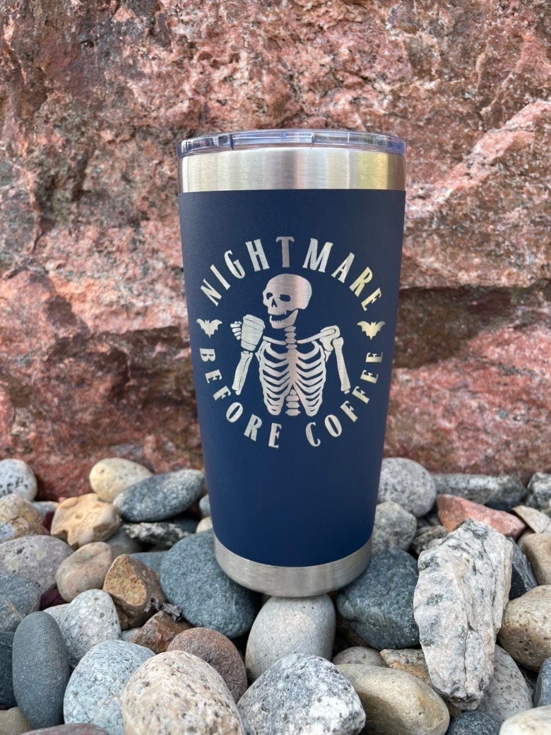 Nightmare Before Coffee Tumbler, Personalization Optional, 20oz Stainless Steel Tumbler, Custom Engraved