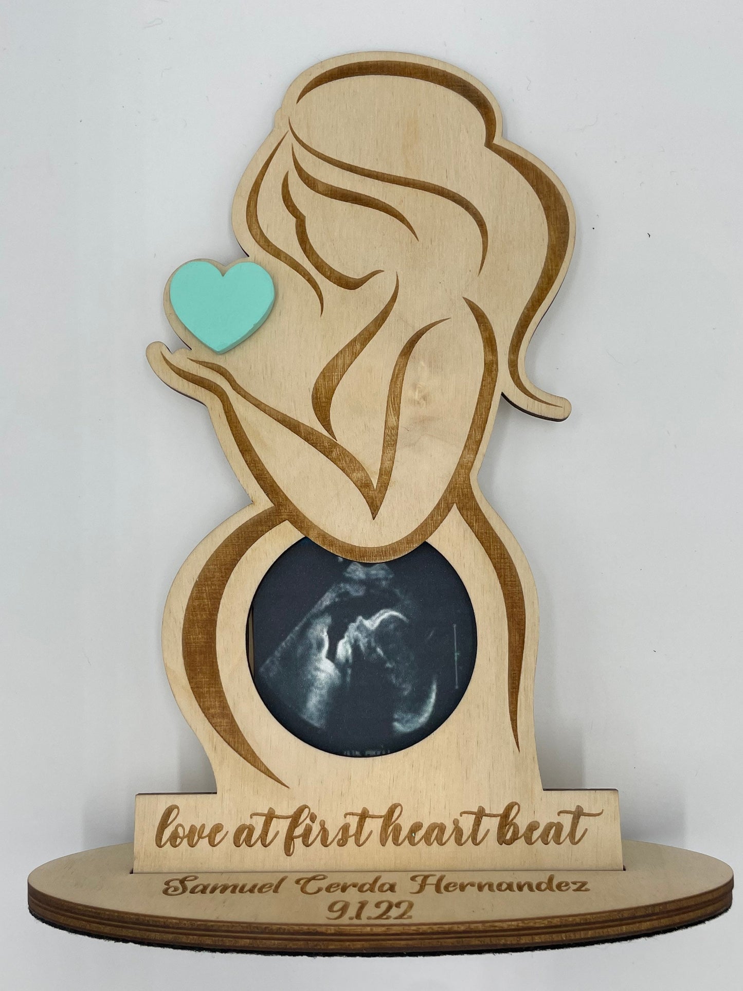 Sonogram Picture Frame, Wood with Felt Bottom, Personalzied with dates and Name