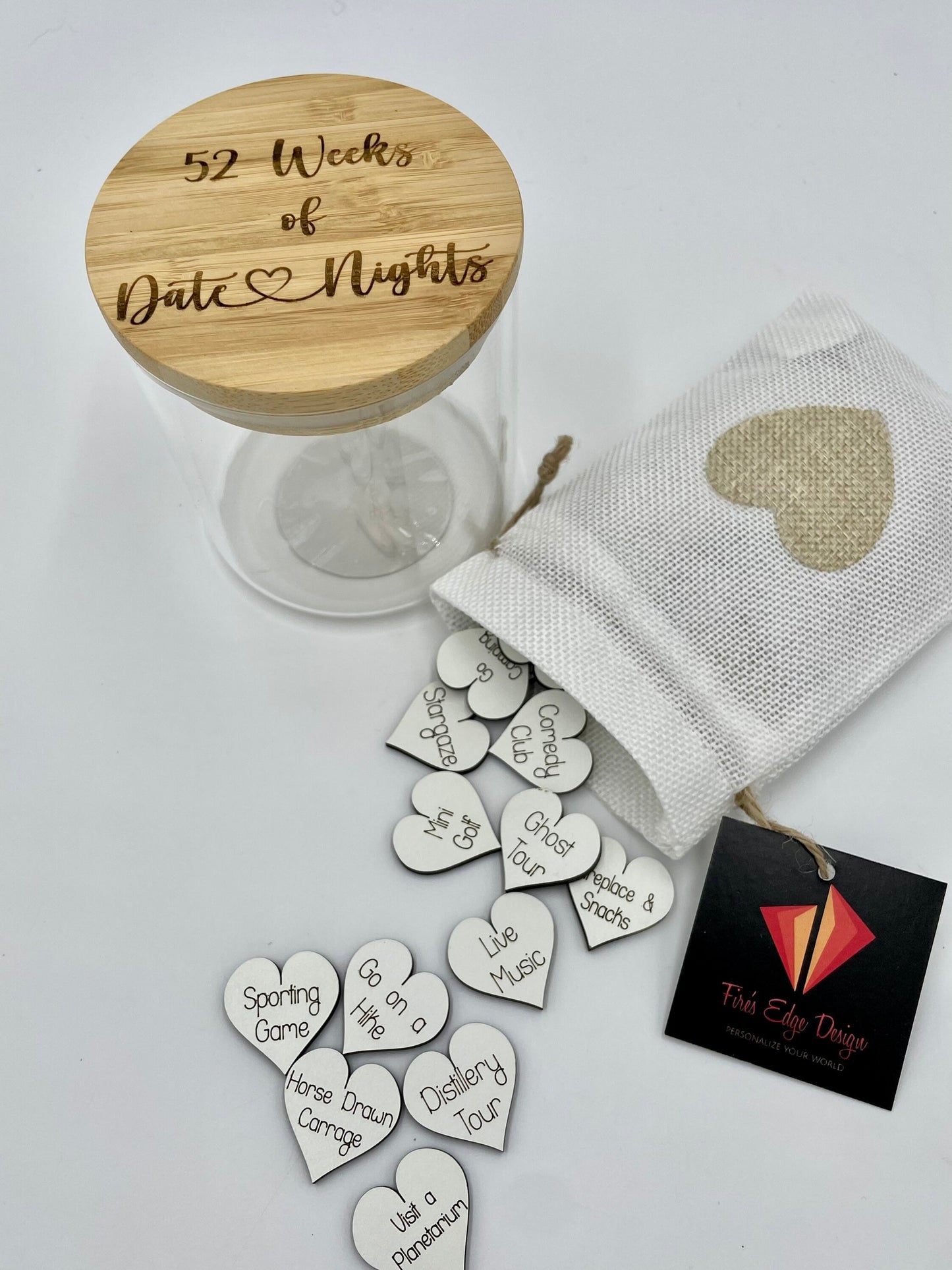 Personalized Date Night Token Jar, Valentine’s Gift, Anniversary Gift, Wedding Gift