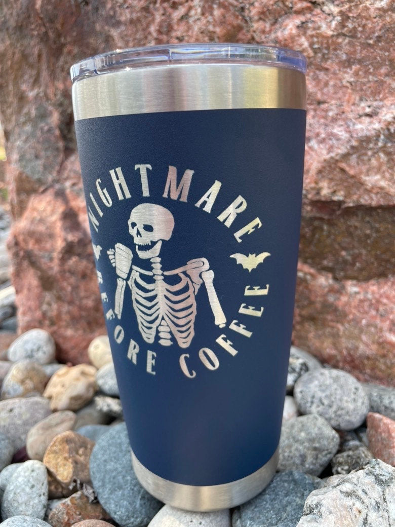 Nightmare Before Coffee Tumbler, Personalization Optional, 20oz Stainless Steel Tumbler, Custom Engraved