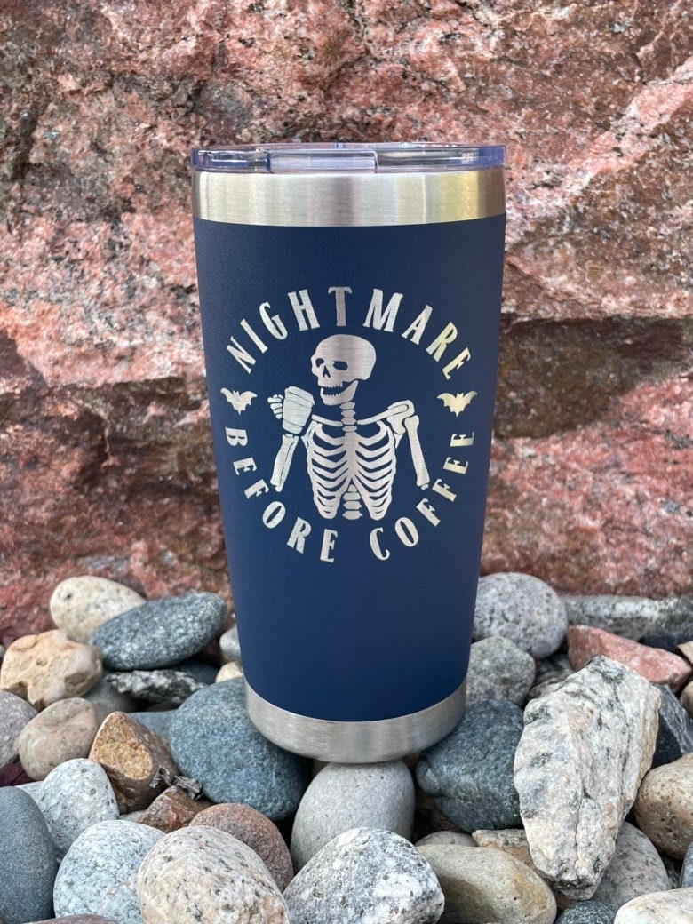 Nightmare Before Coffee Tumbler, Personalization Optional, 20oz Stainless Steel Tumbler, Custom Engraved