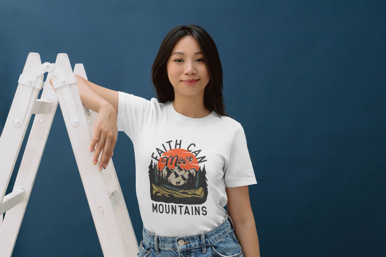 Faith Can Move Mountains Cotton, Adult Tee