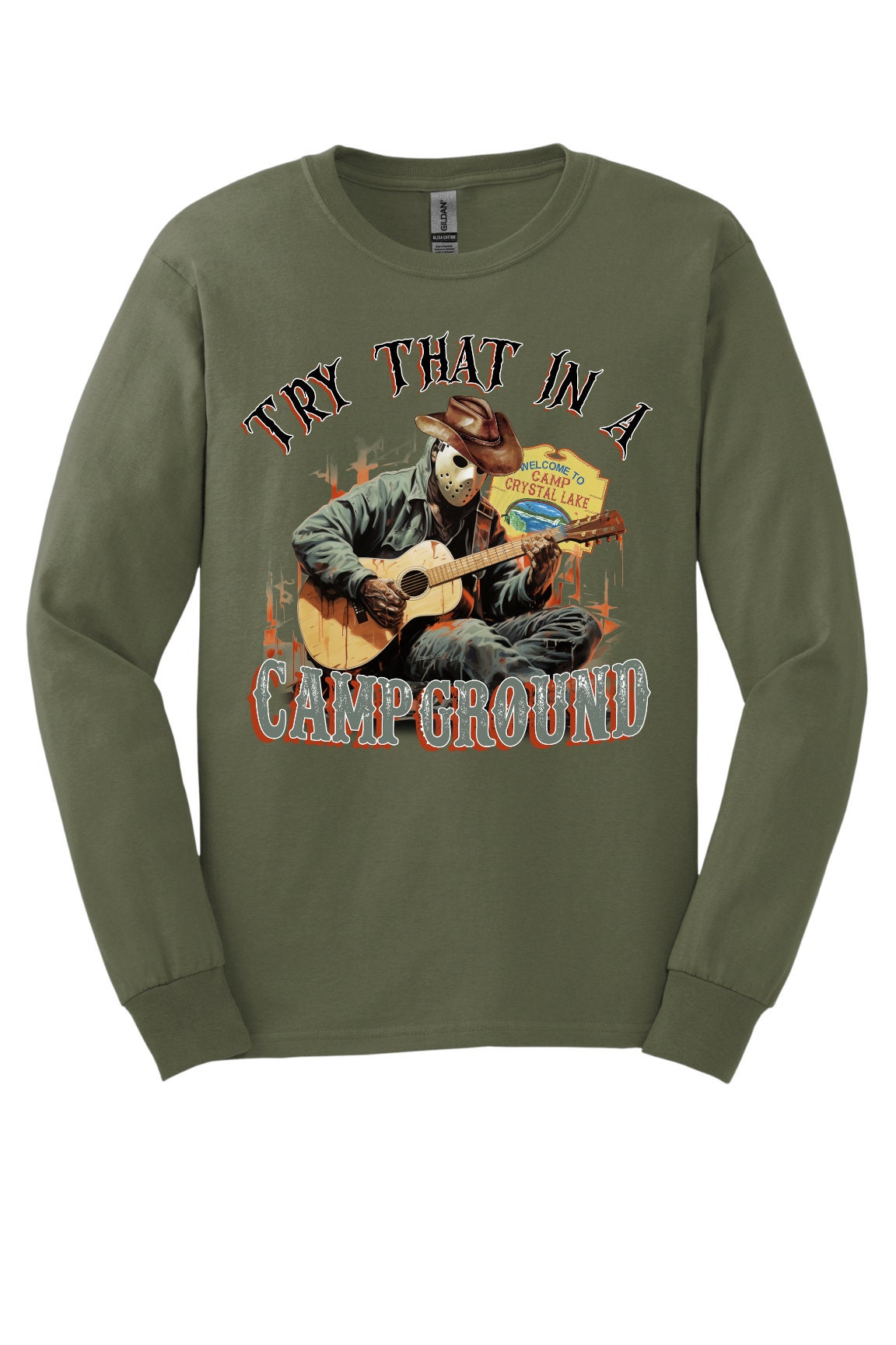 Try That In a Campground Halloween Long Sleeve Shirt, Cotton Adult Tee