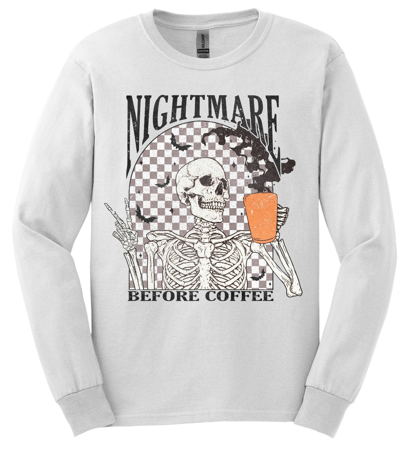 Nightmare Before Coffee; Long Sleeve & Short Sleeve Cotton Shirt, Adult Tee