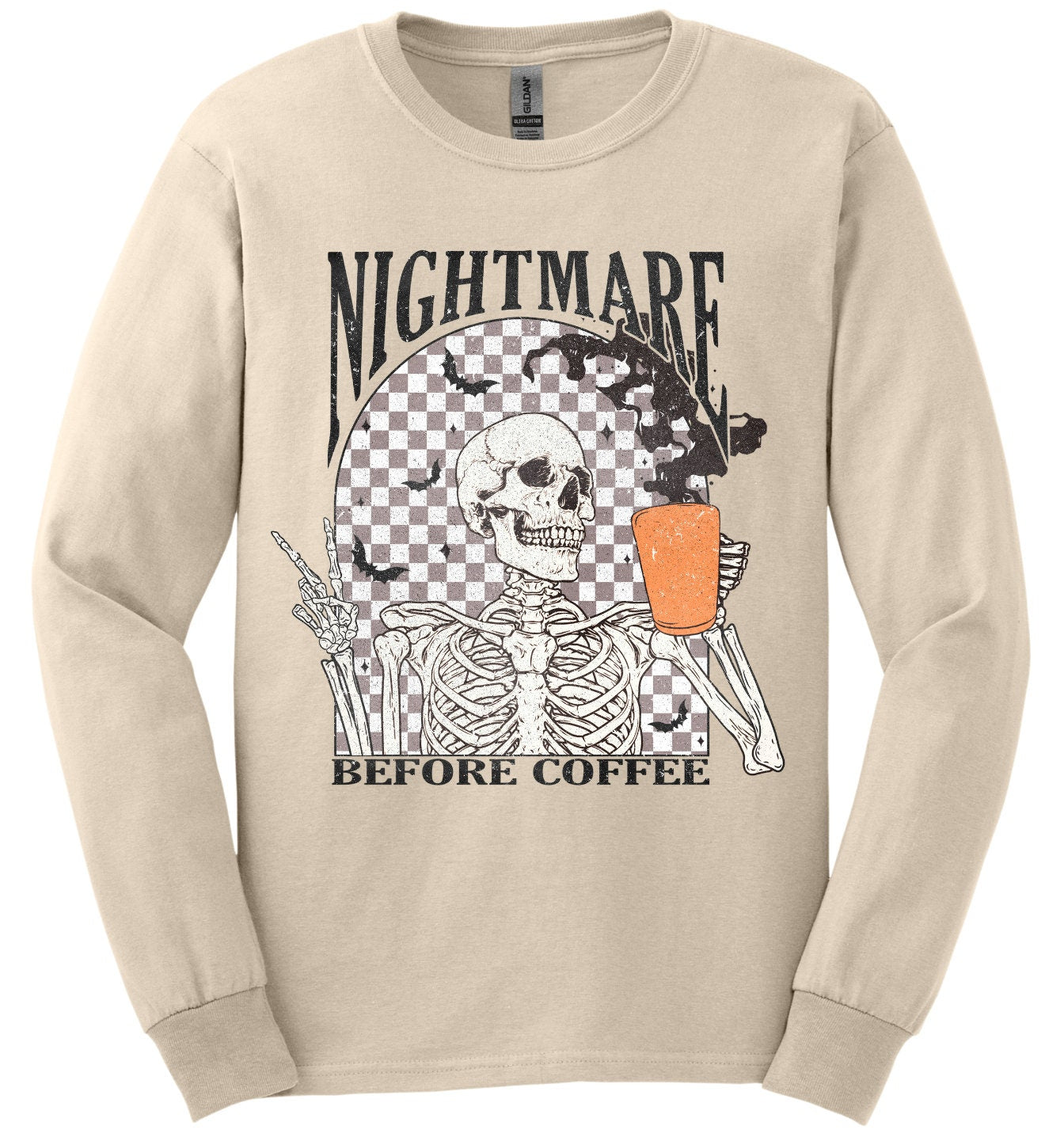 Nightmare Before Coffee; Long Sleeve & Short Sleeve Cotton Shirt, Adult Tee