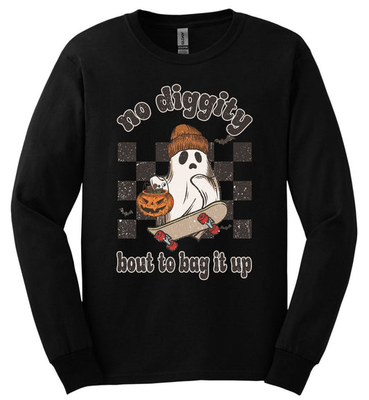 No Diggity Halloween Shirt; Long Sleeve & Short Sleeve Cotton Adult Tee