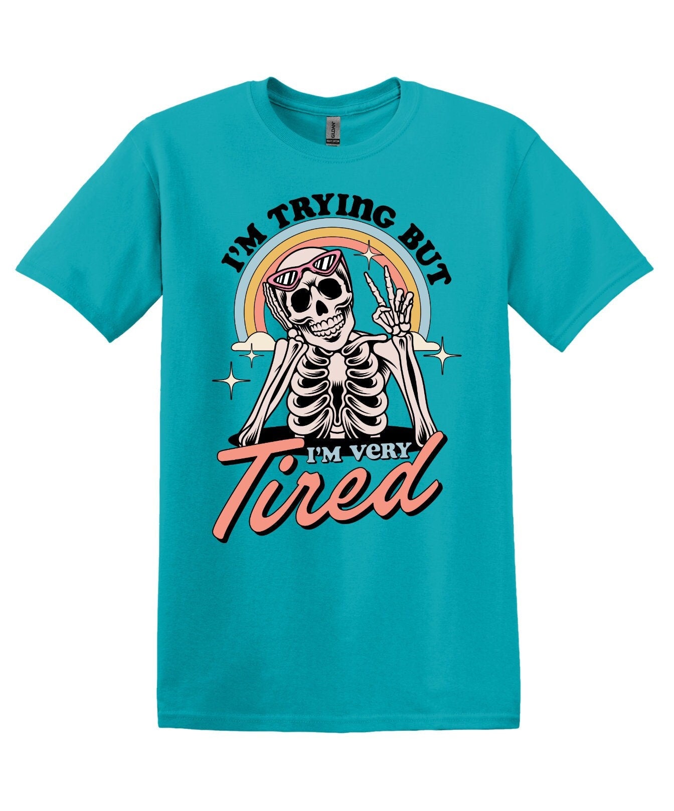 I'm Trying But I'm Very Tired; Long Sleeve & Short Sleeve Cotton Shirt, Women and Unisex Style, Adult Tee