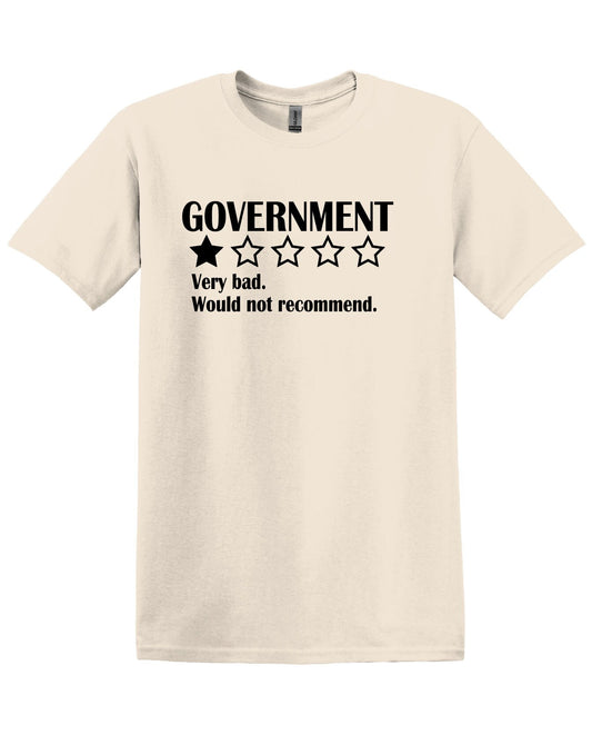 Government Rated 1 Star, Patriotic Cotton T-Shirt Women and Unisex Style, Adult Tee