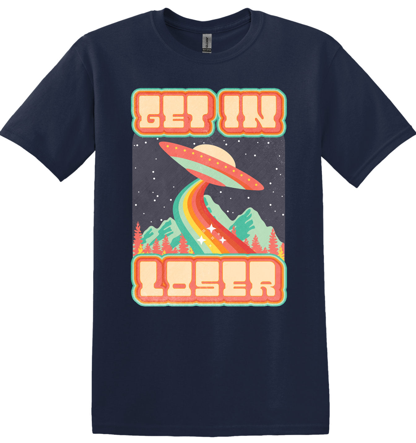 Get In Loser, Alien Abduction Short Sleeve Cotton Shirt, Women and Unisex Style Options, Adult Tee