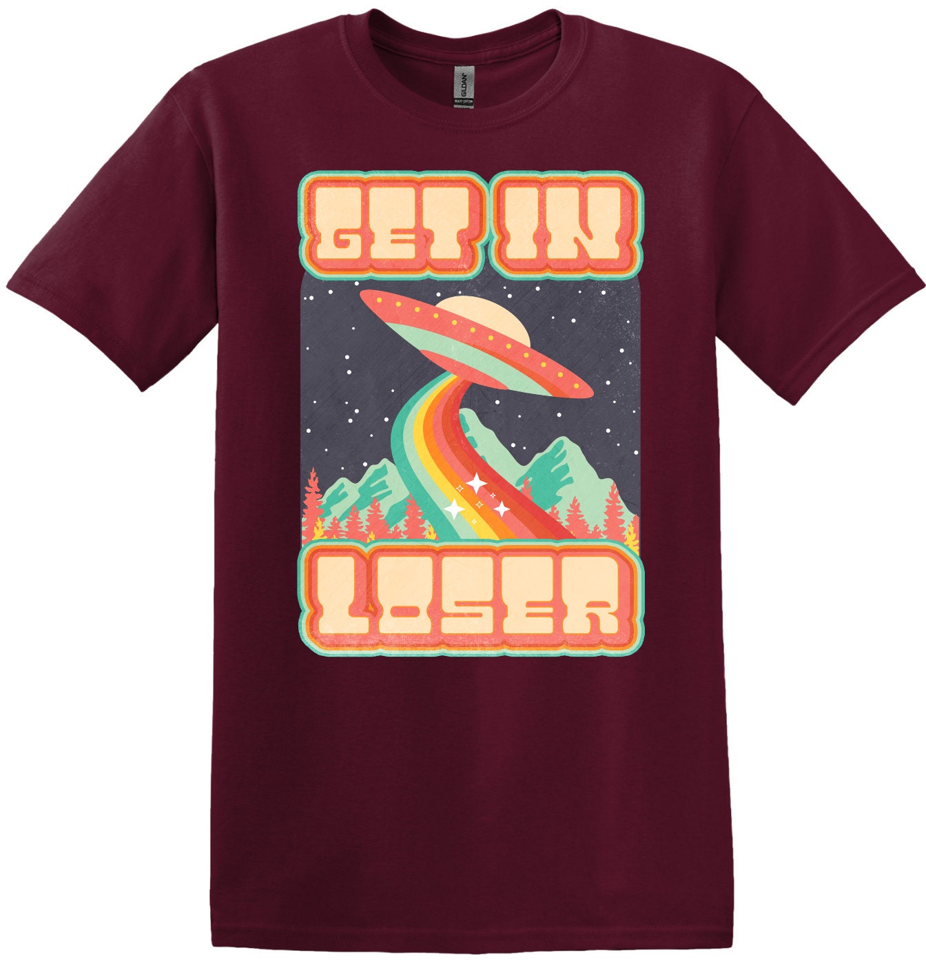 Get In Loser, Alien Abduction Short Sleeve Cotton Shirt, Women and Unisex Style Options, Adult Tee