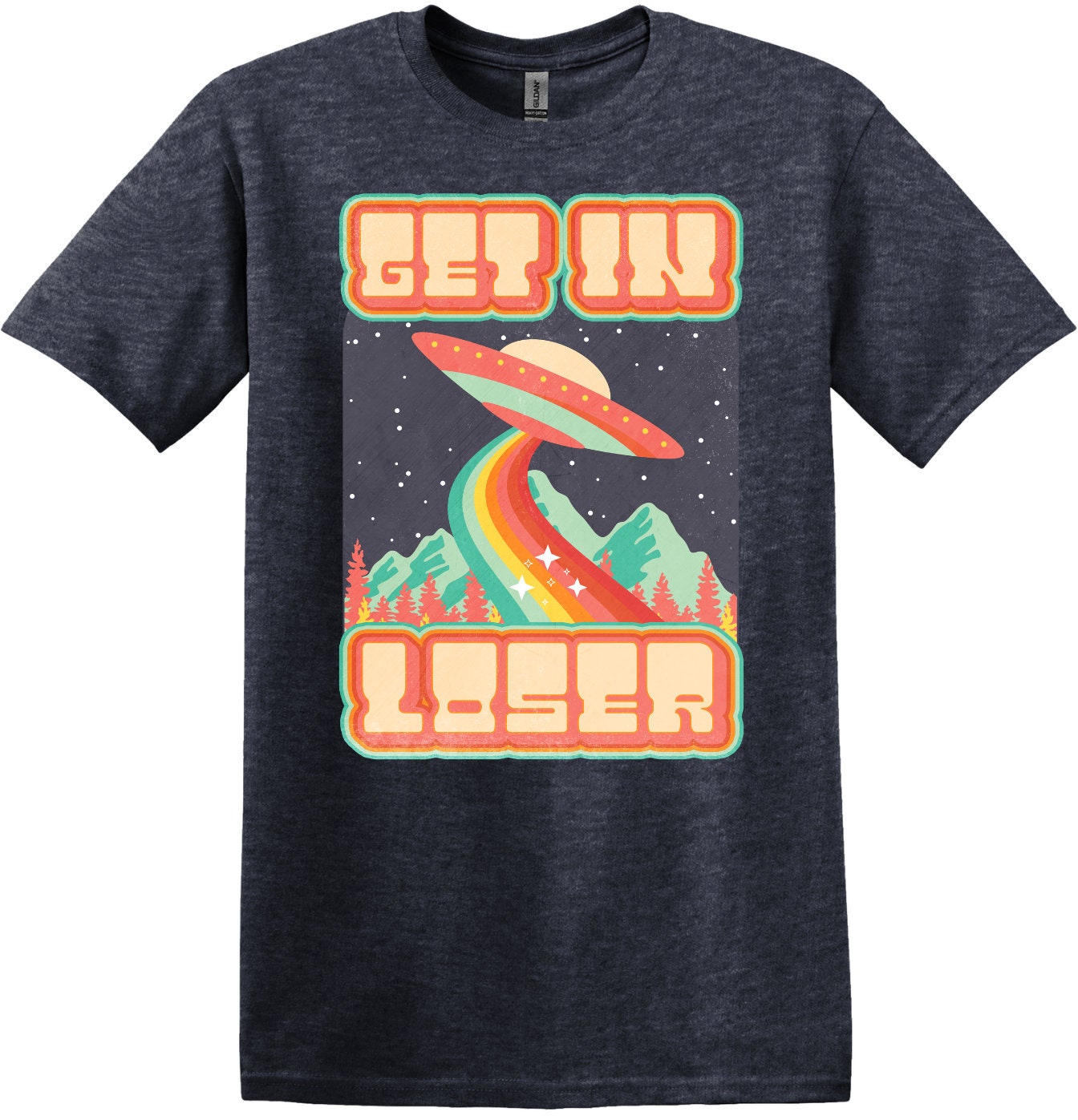 Get In Loser, Alien Abduction Short Sleeve Cotton Shirt, Women and Unisex Style Options, Adult Tee