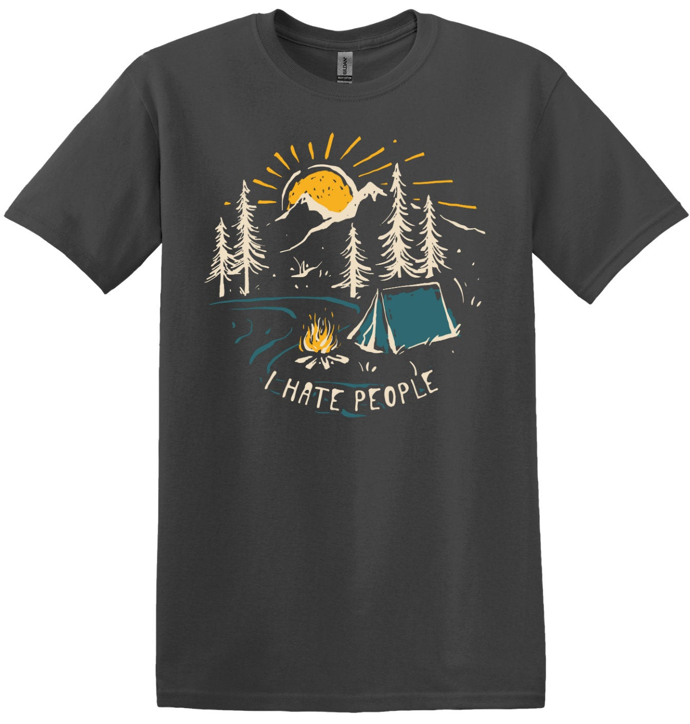 I Hate People, Outdoors Camping Short Sleeve Cotton Shirt, Women and Unisex Style Options, Adult Tee
