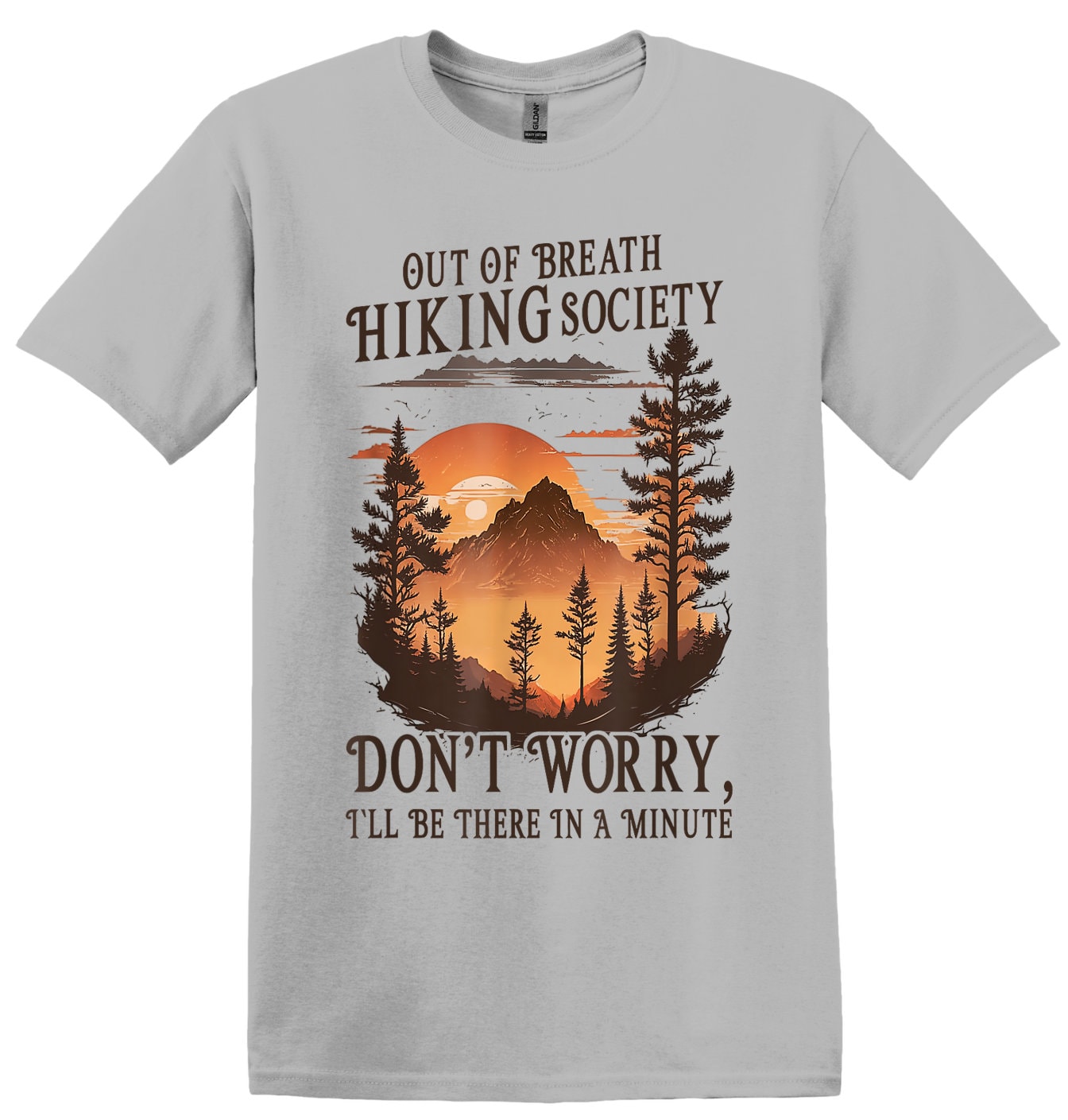 Out of Breath Hiking, Funny Outdoors Camping Short Sleeve Cotton Shirt, Women and Unisex Style, Adult Tee