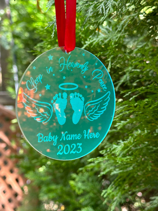 Angel Baby Memorial Christmas Ornament, Rainbow Acrylic