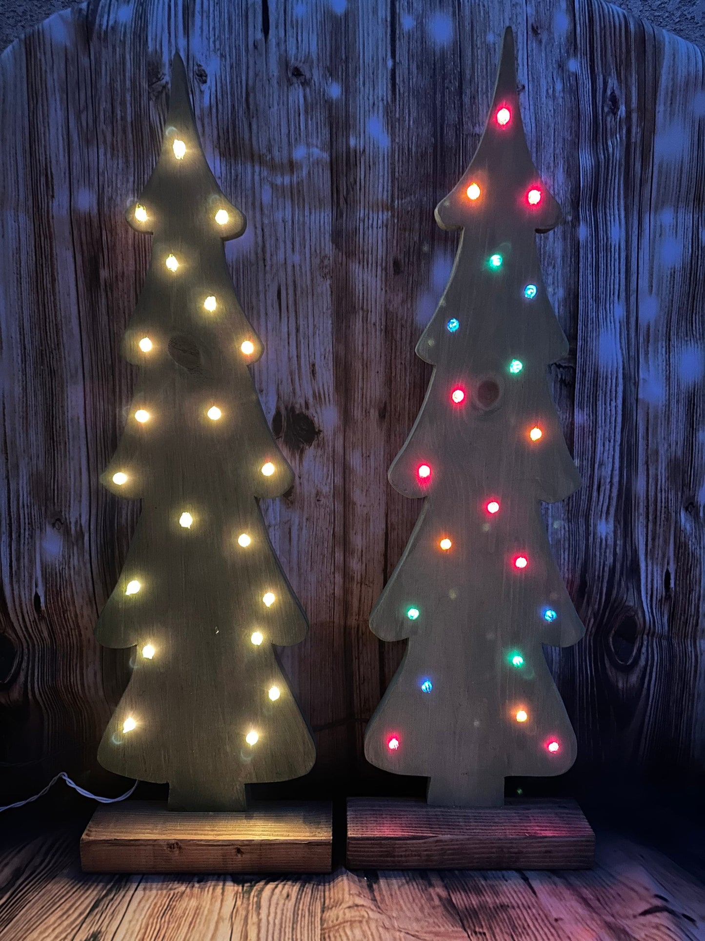 Wooden Lighted Christmas Tree, Handmade