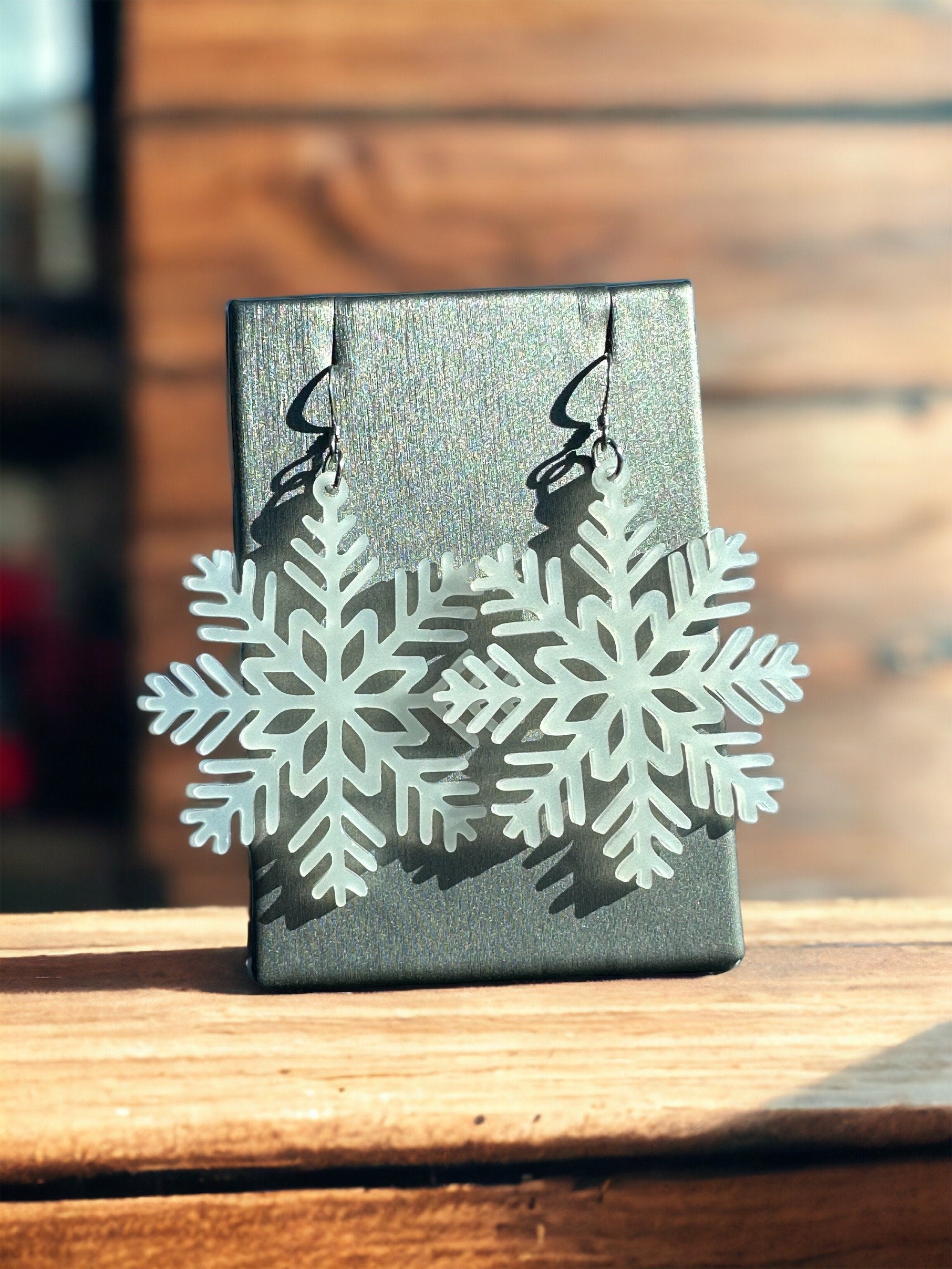 Snowflake Earrings Hypoallergenic Stainless Steel hook, Lightweight Acrylic