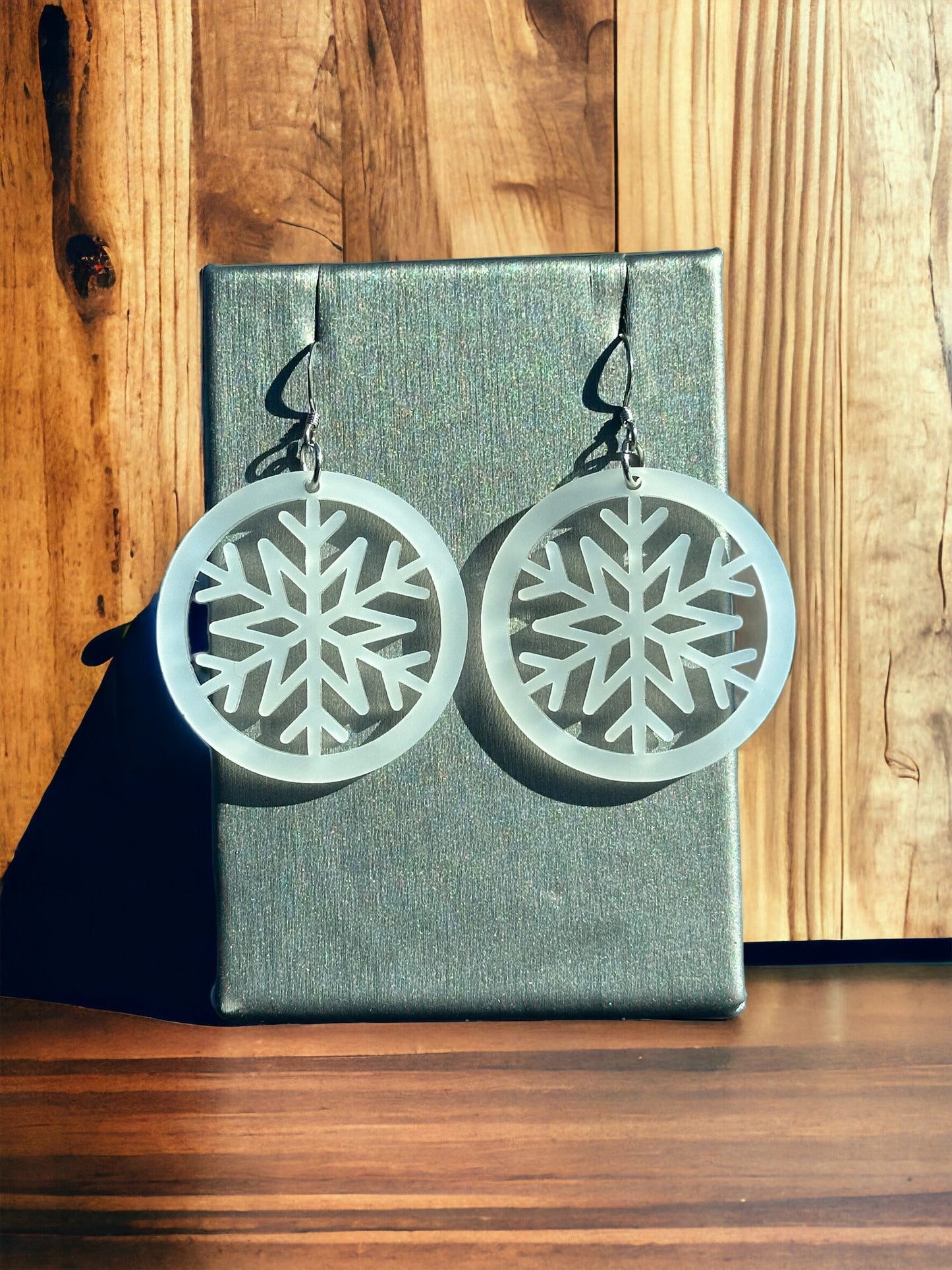 Snowflake Earrings Hypoallergenic Stainless Steel hook, Lightweight Acrylic