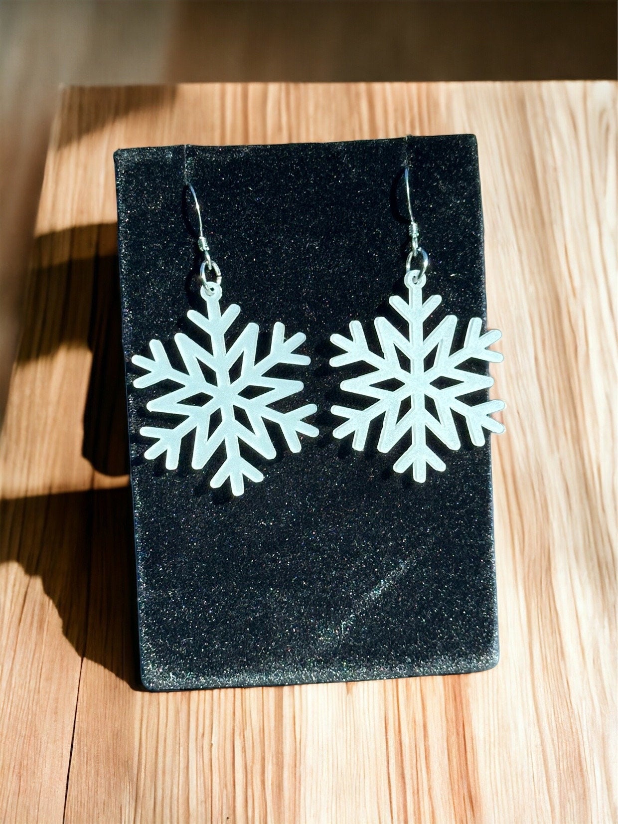 Snowflake Earrings Hypoallergenic Stainless Steel hook, Lightweight Acrylic