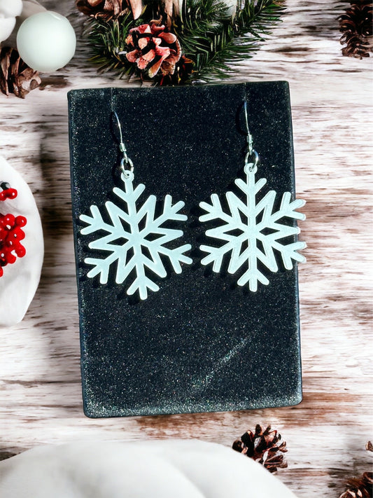 Snowflake Earrings Hypoallergenic Stainless Steel hook, Lightweight Acrylic