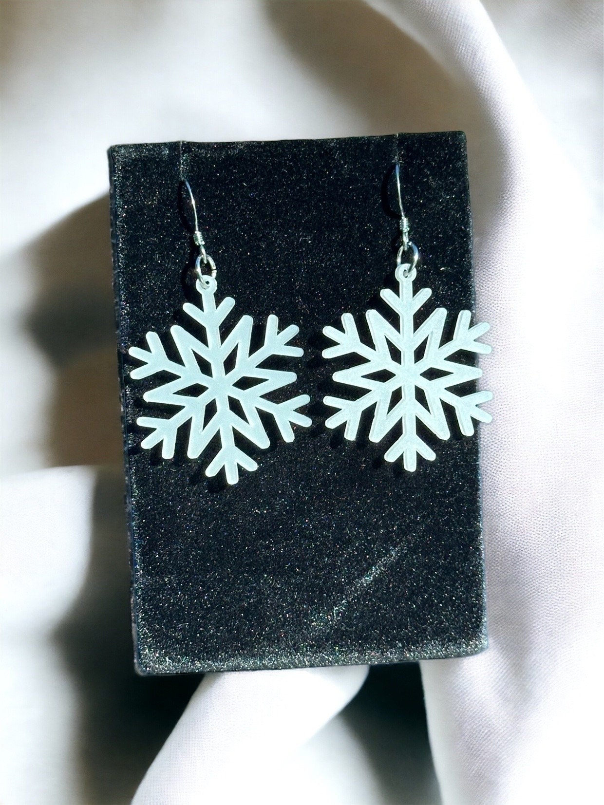 Snowflake Earrings Hypoallergenic Stainless Steel hook, Lightweight Acrylic