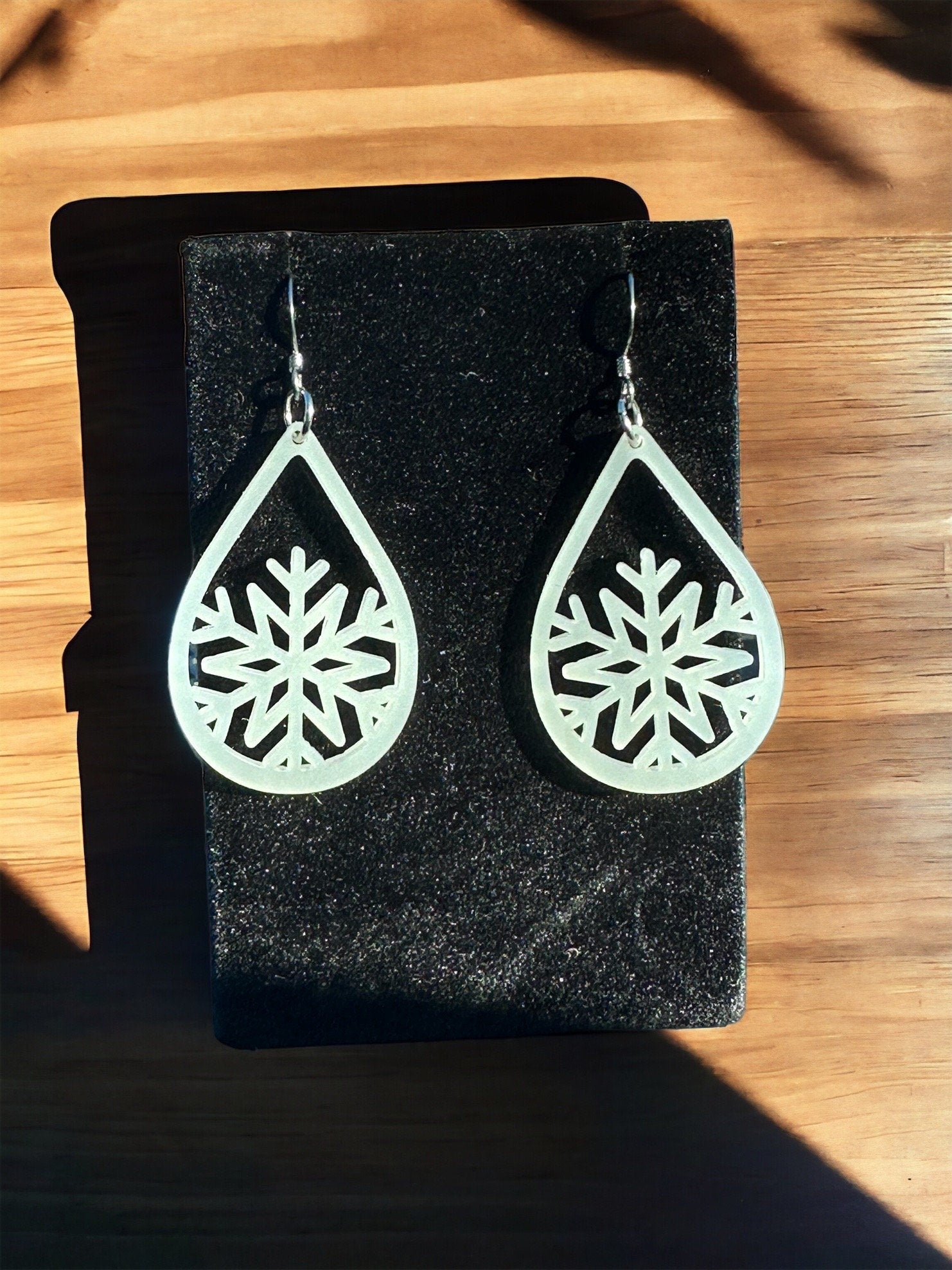 Snowflake Earrings Hypoallergenic Stainless Steel hook, Lightweight Acrylic