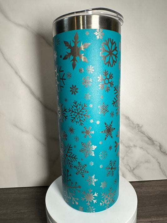 Snowflake Tumbler, Laser Engraved, 20oz - Free Personalization Optional
