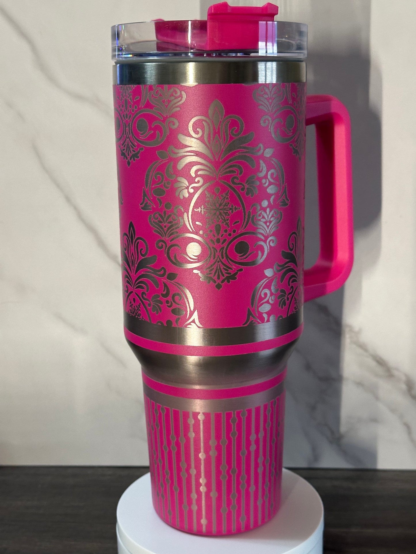 40oz Engraved Tumbler with Handle, Hot Pink, Mint