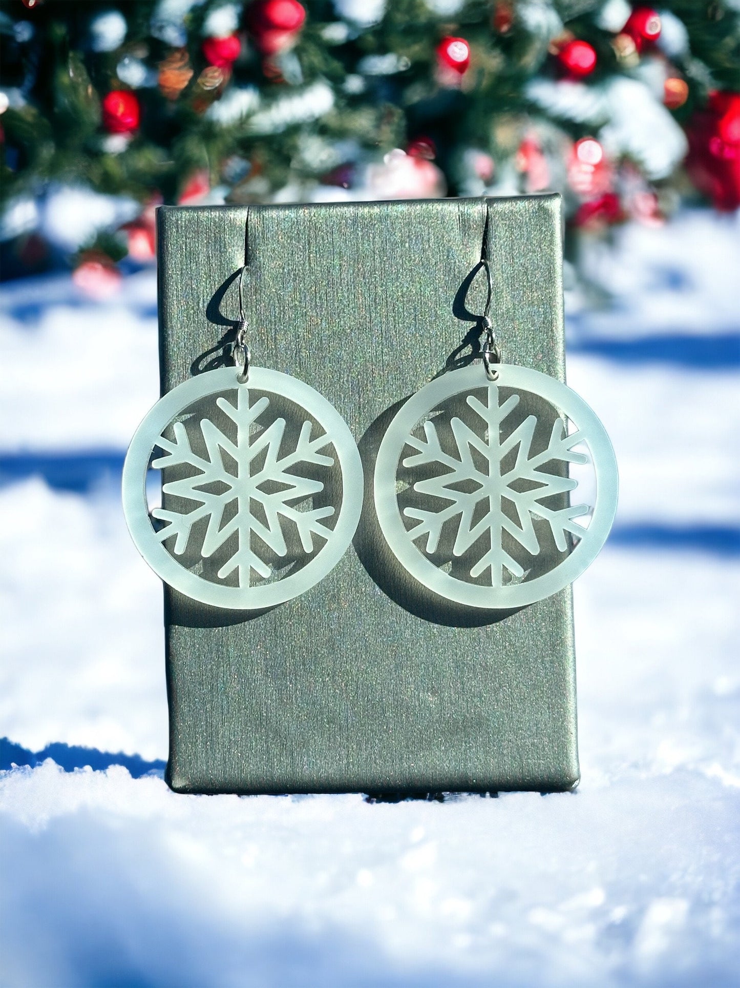 Snowflake Earrings Hypoallergenic Stainless Steel hook, Lightweight Acrylic