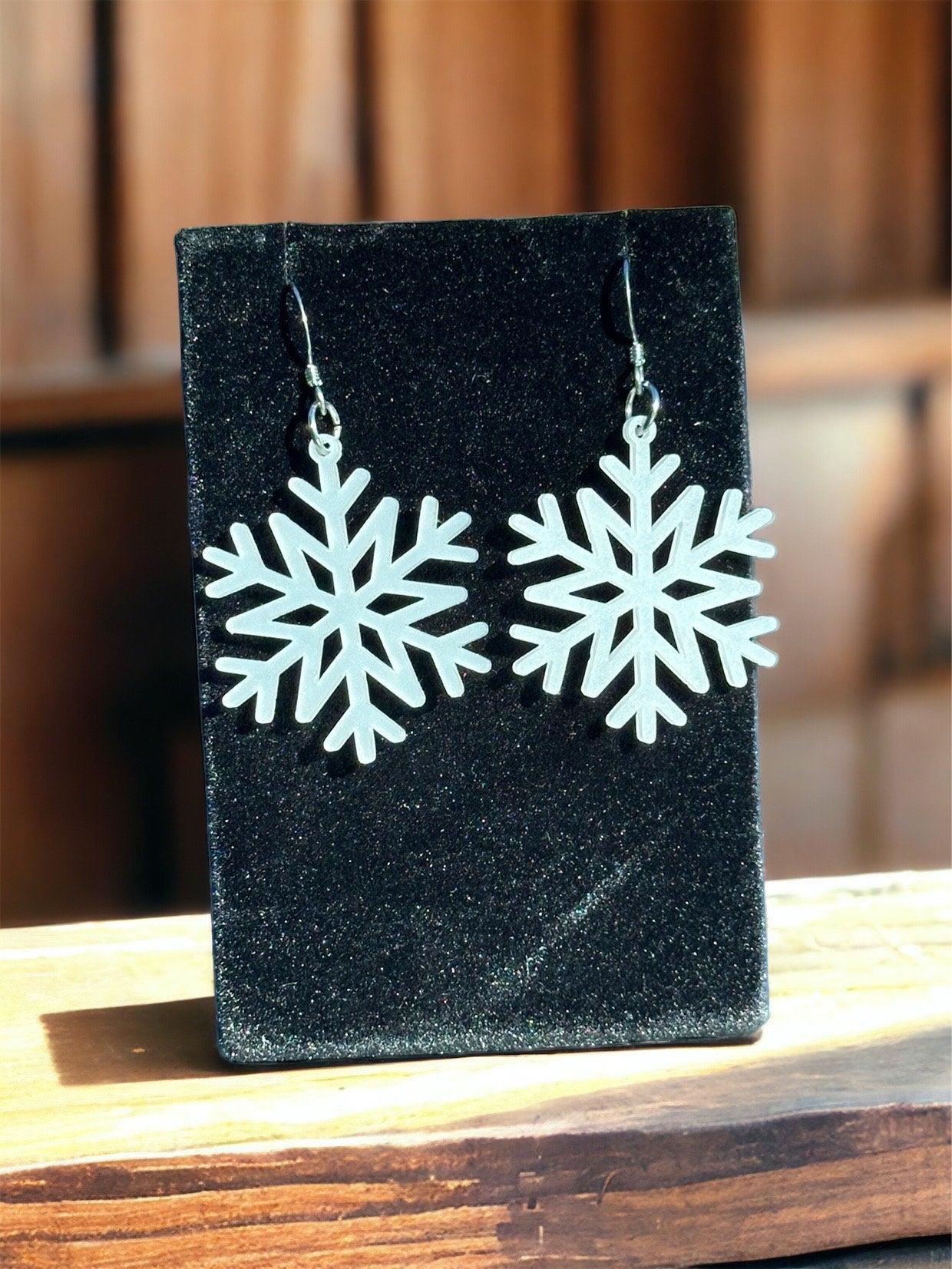 Snowflake Earrings Hypoallergenic Stainless Steel hook, Lightweight Acrylic