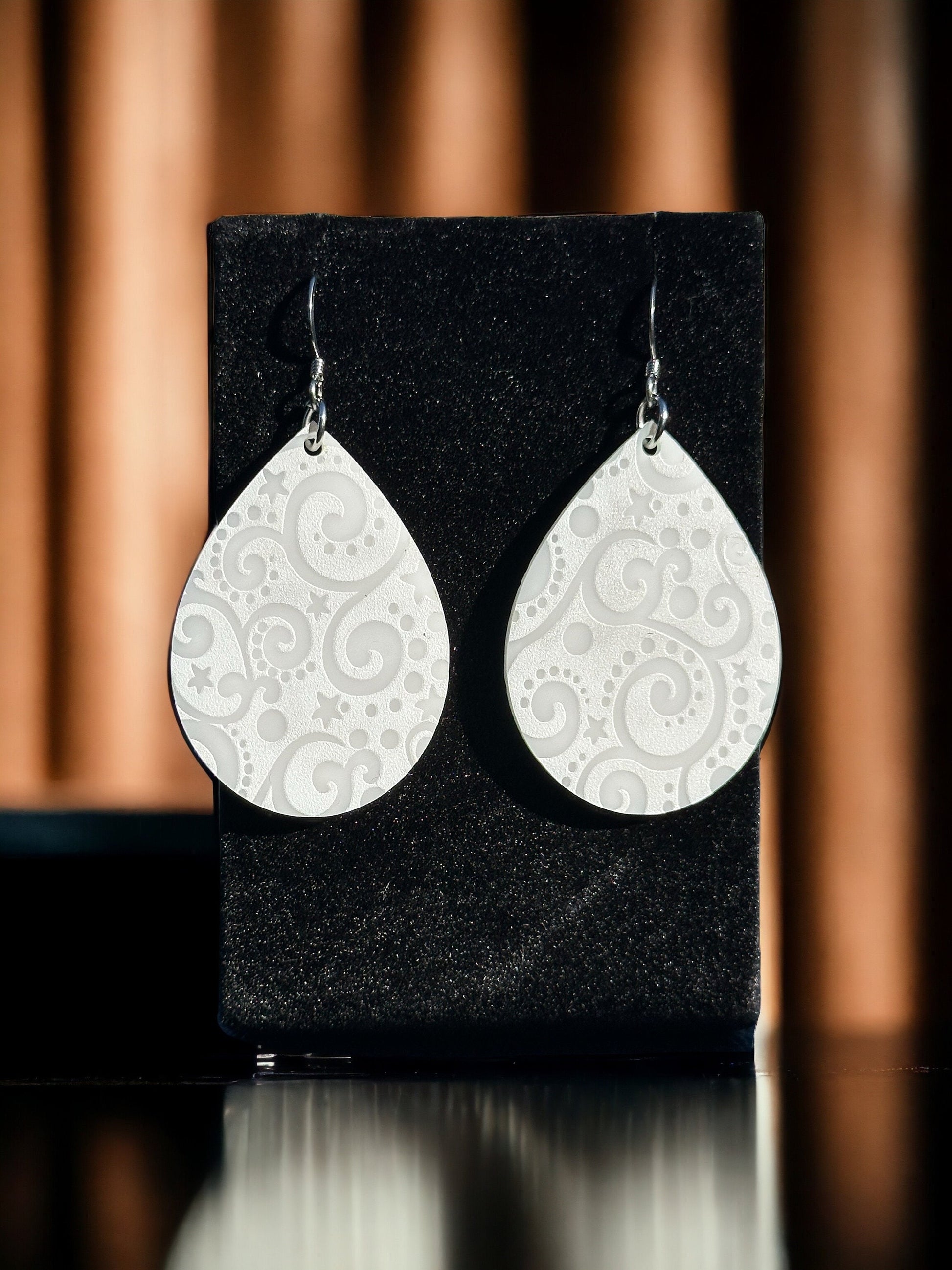 Tear Drop Swirl Earrings Hypoallergenic Stainless Steel hook, Lightweight Acrylic