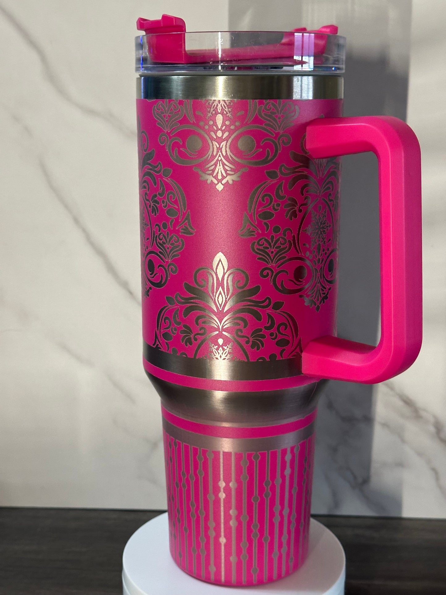 40oz Engraved Tumbler with Handle, Hot Pink, Mint