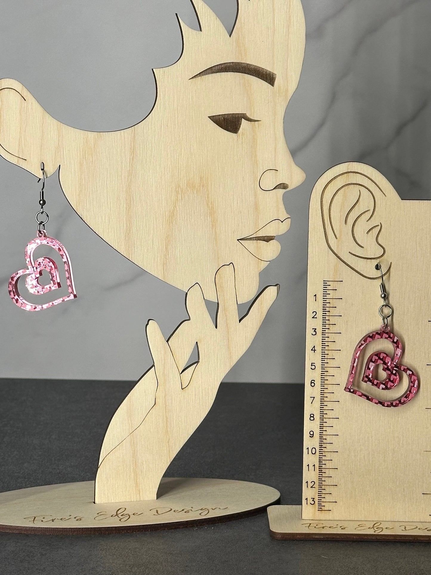 Heart Earrings, Pink Mirrored Acrylic, Lightweight Stainless Steel Hypoallergenic