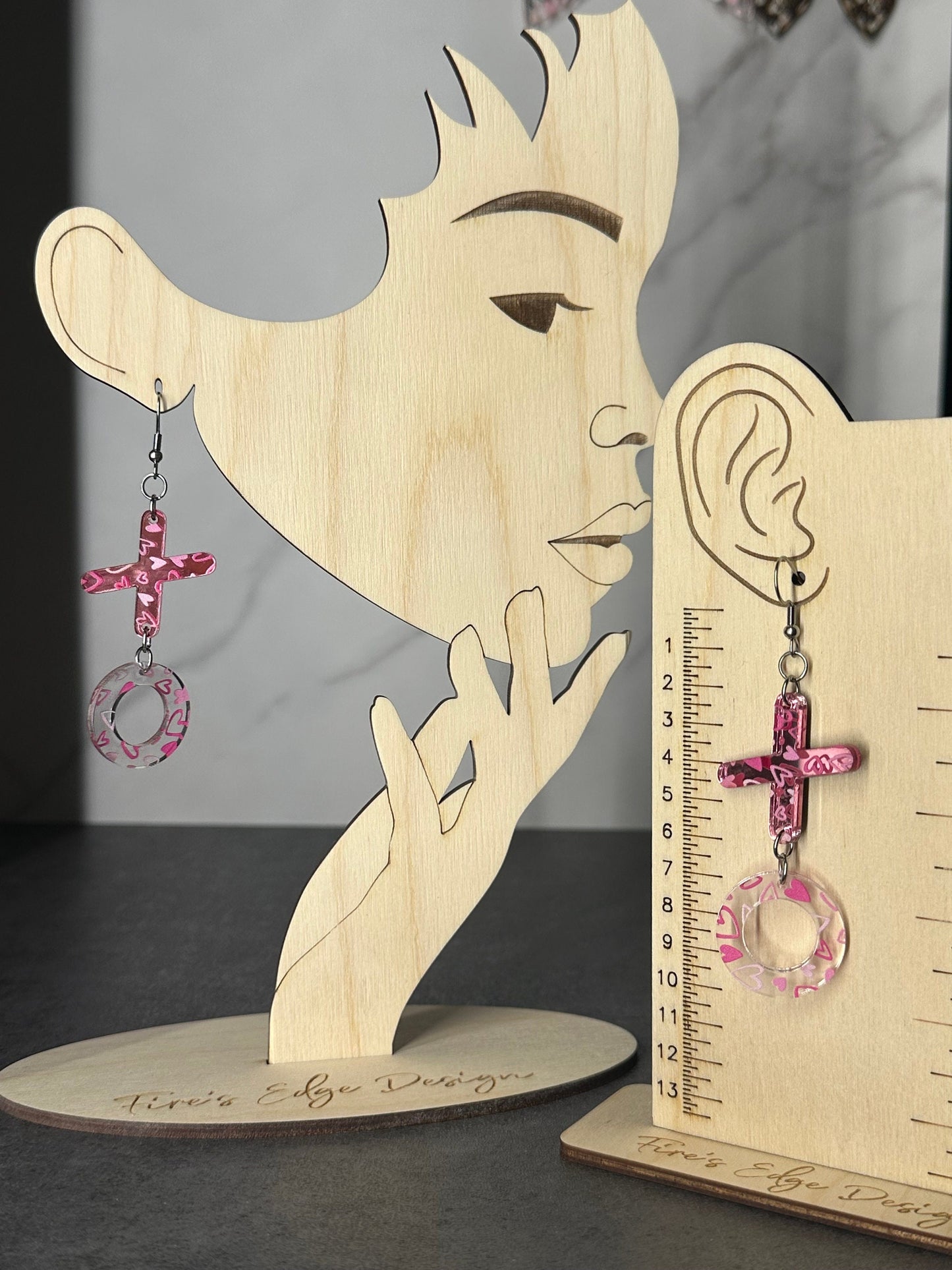 Pink XOXO Earrings, Pink Mirrored Acrylic, Lightweight Stainless Steel Hypoallergenic
