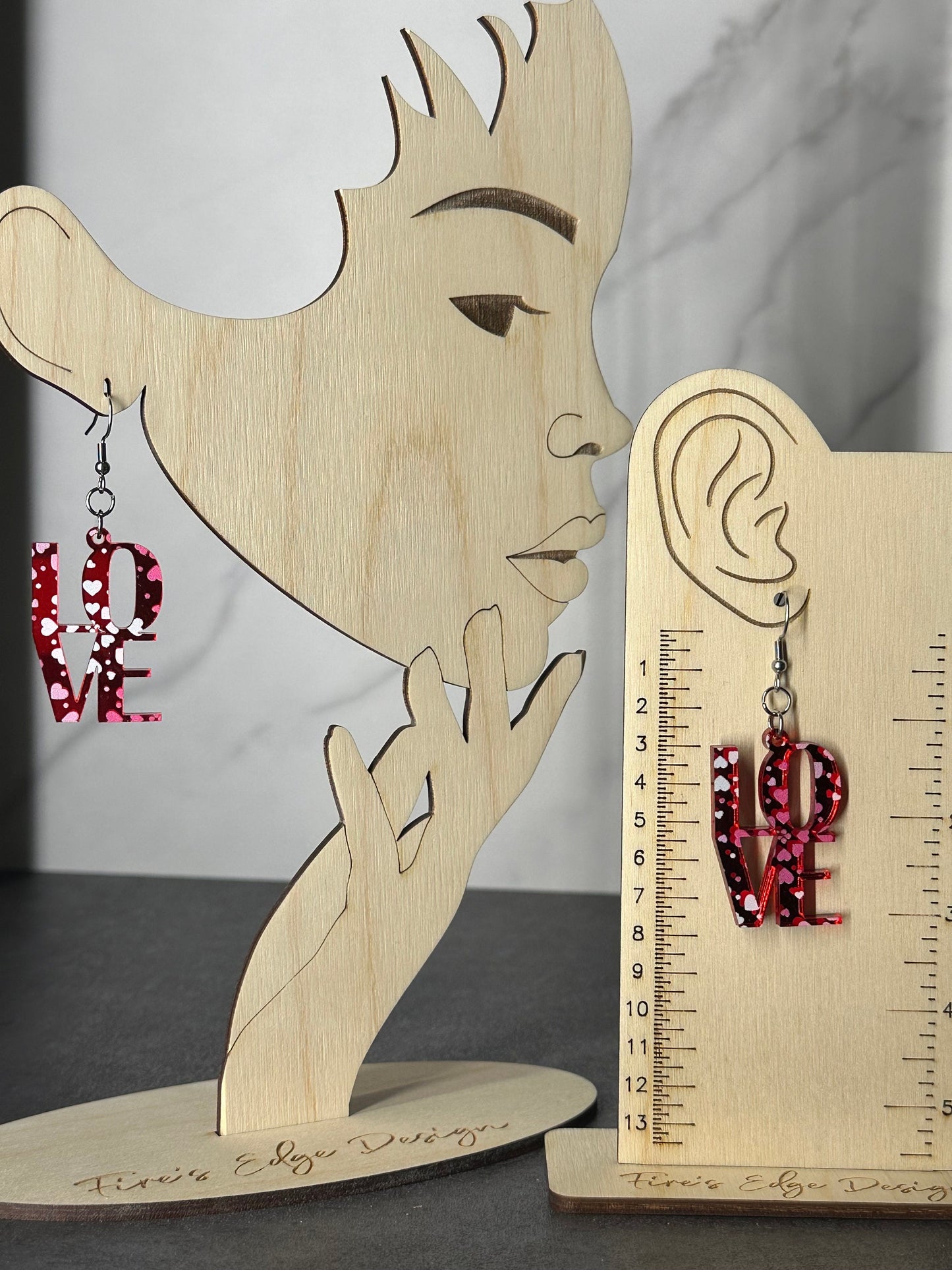 LOVE Earrings, Mirrored Acrylic, Lightweight Stainless Steel Hypoallergenic