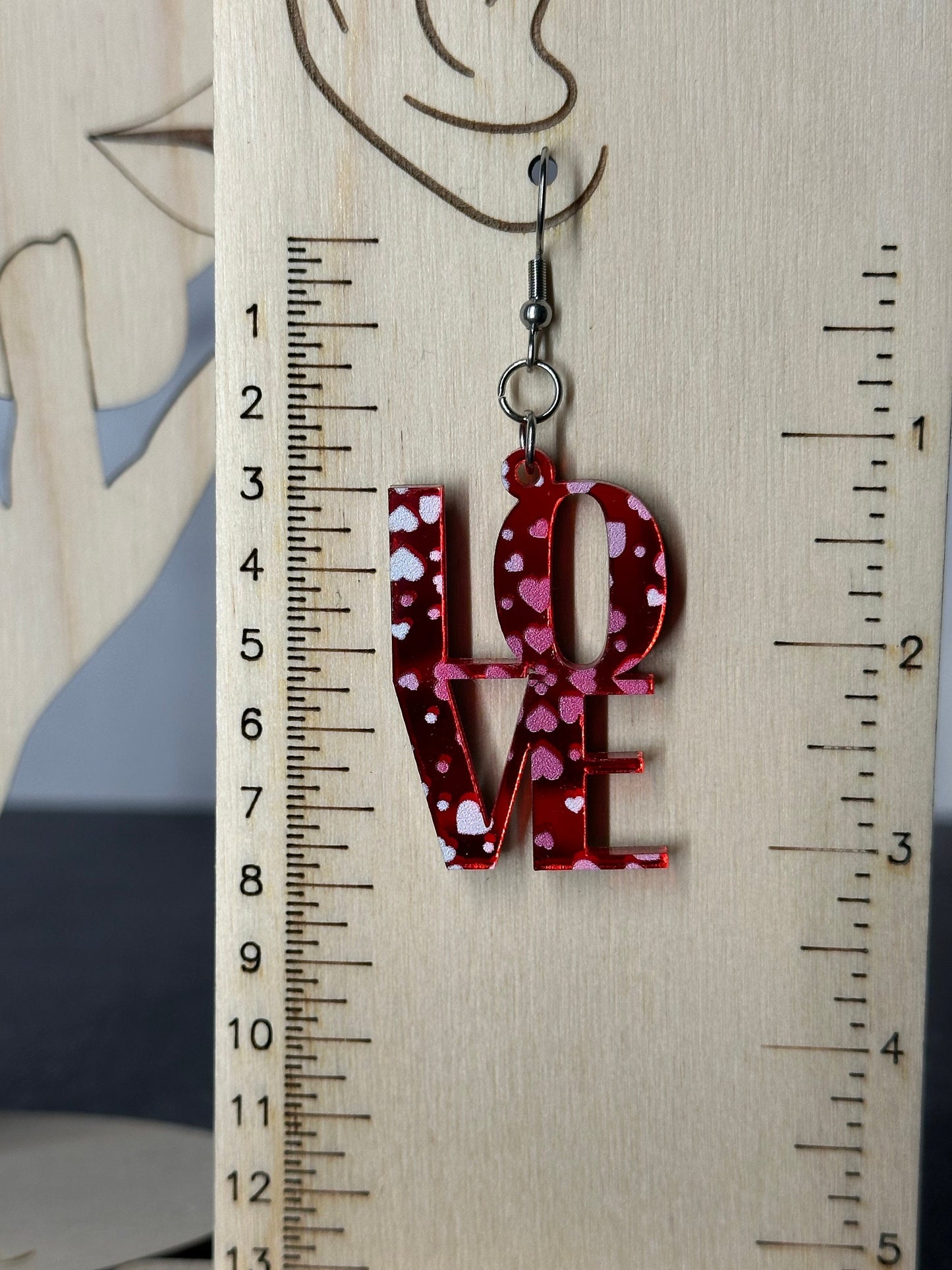 LOVE Earrings, Mirrored Acrylic, Lightweight Stainless Steel Hypoallergenic