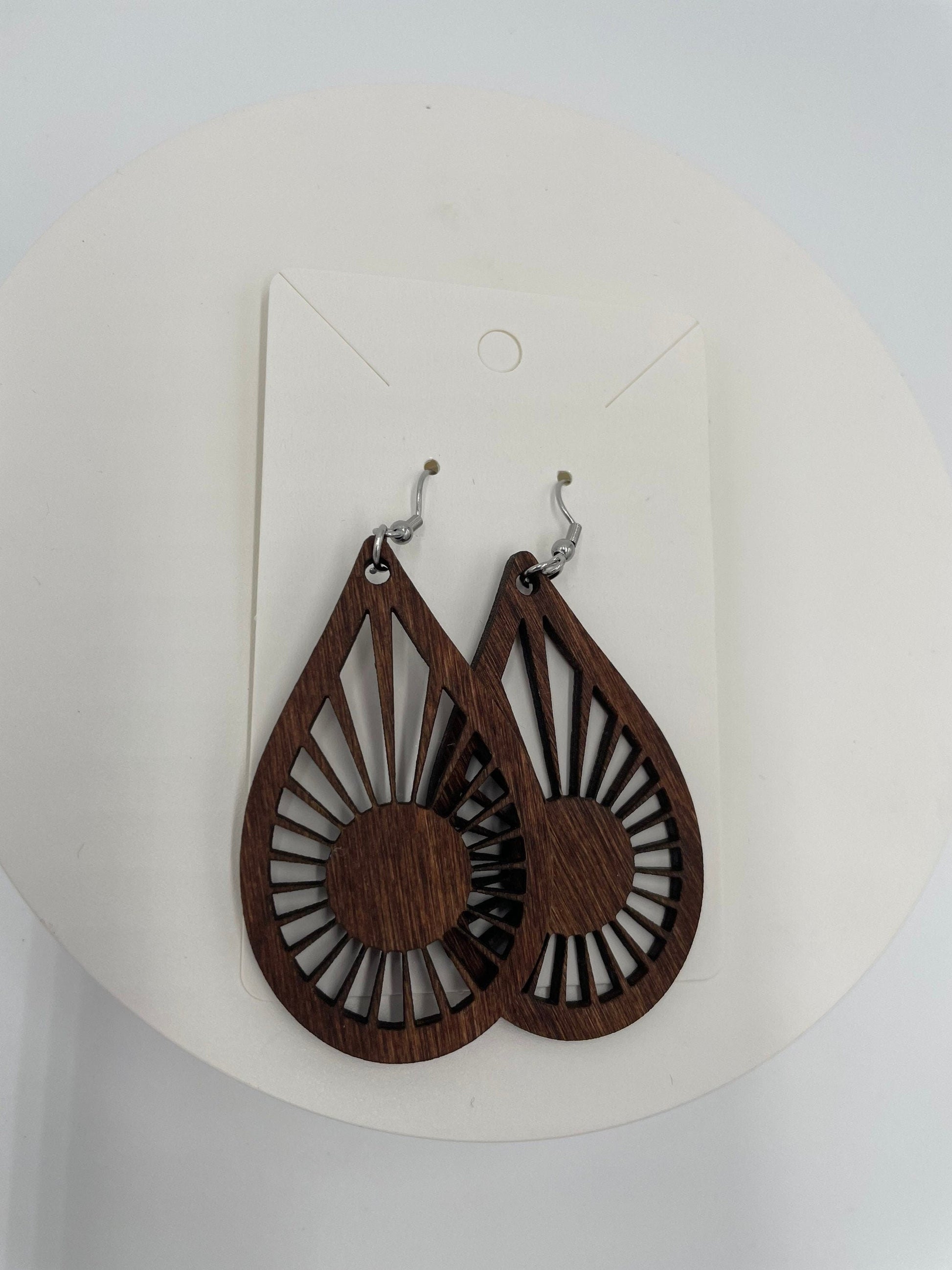 Geometric Style Wooden Earrings, Hypoallergenic