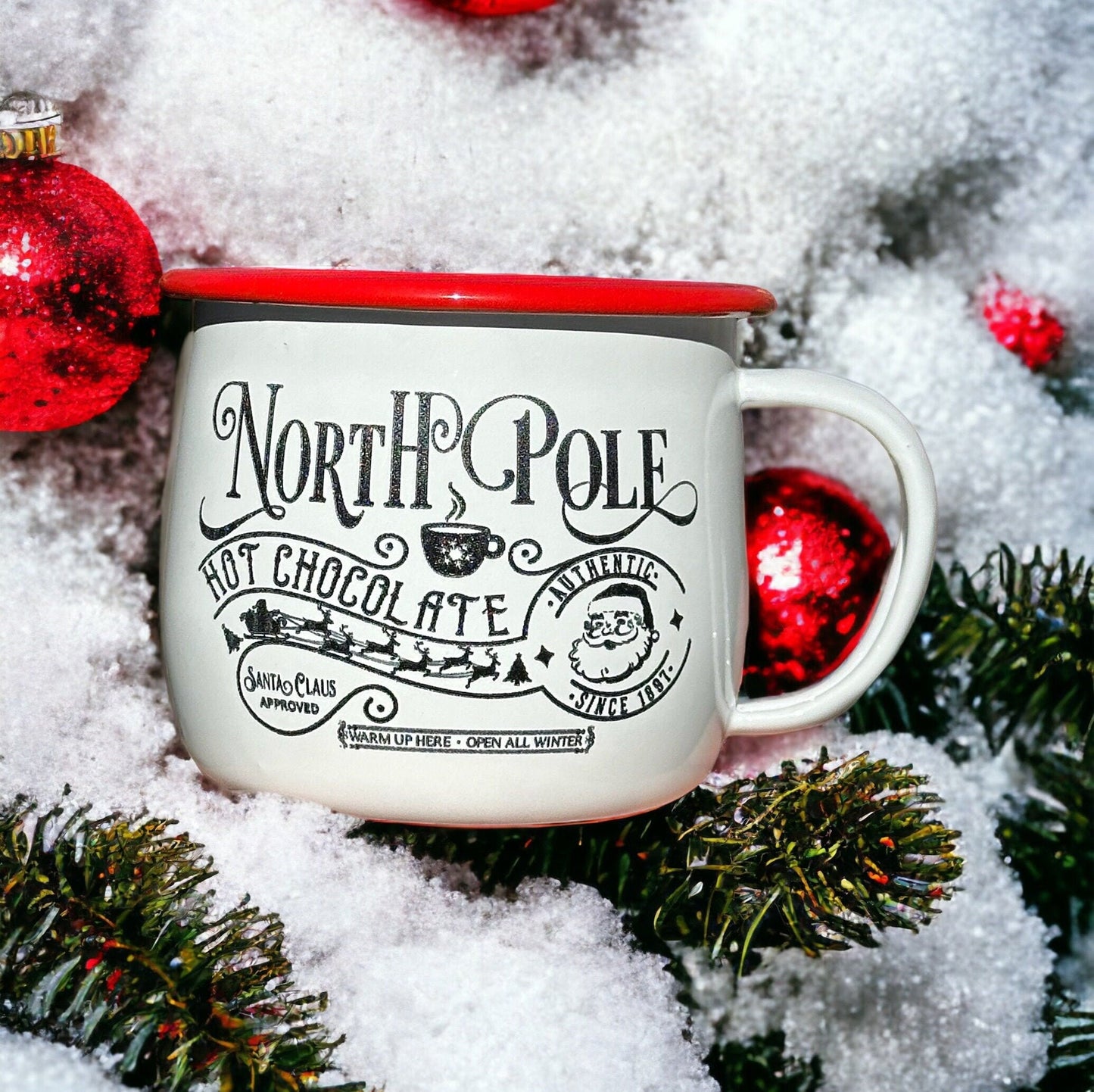 Hot Cocoa, North Pole Hot Chocolate Ceramic Christmas Mug, Engraved
