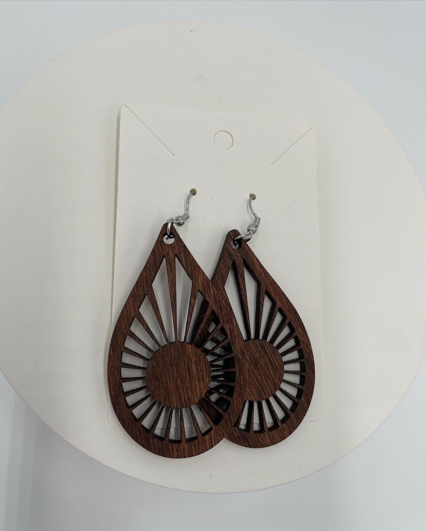 Geometric Style Wooden Earrings, Hypoallergenic