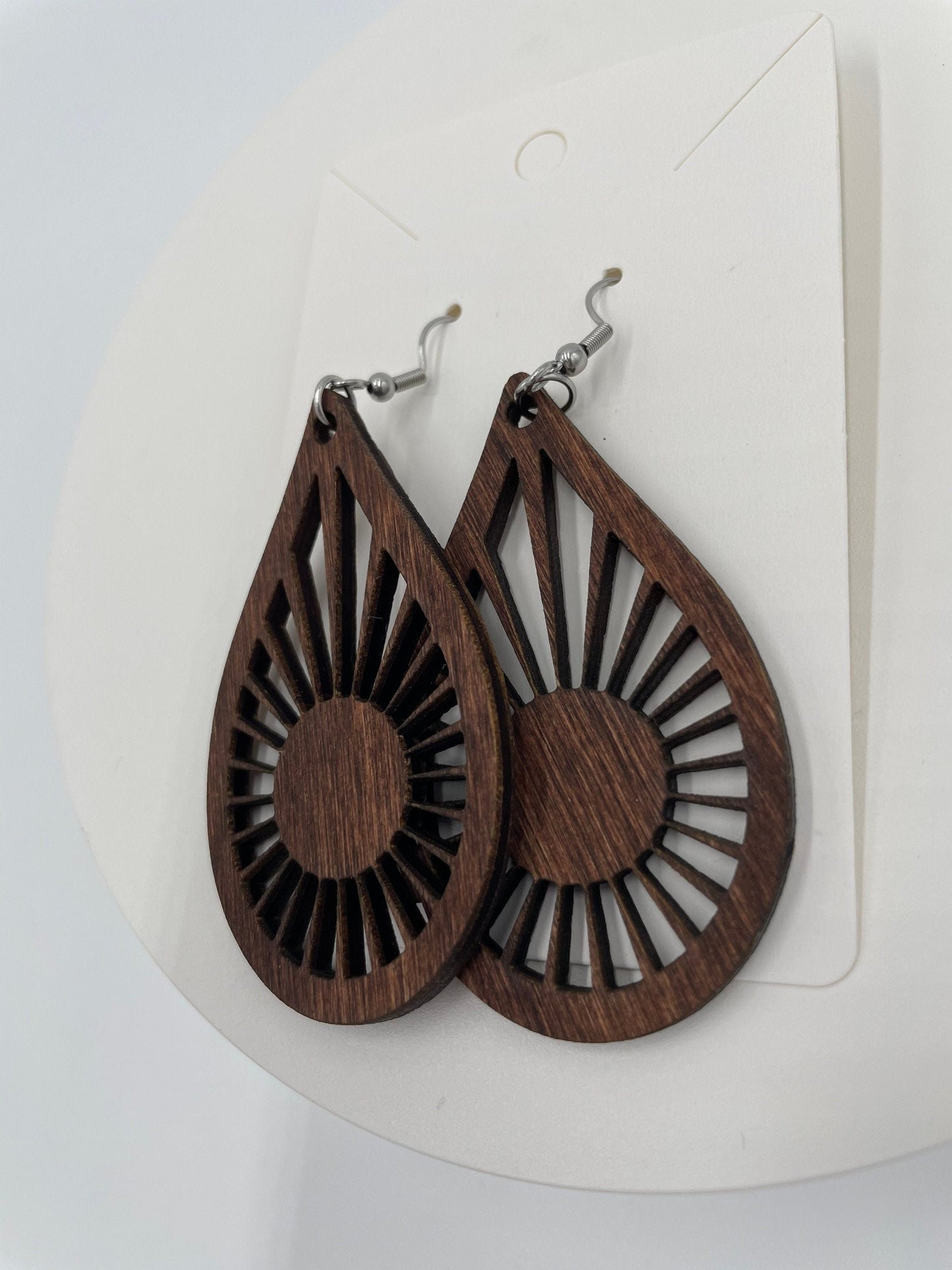 Geometric Style Wooden Earrings, Hypoallergenic